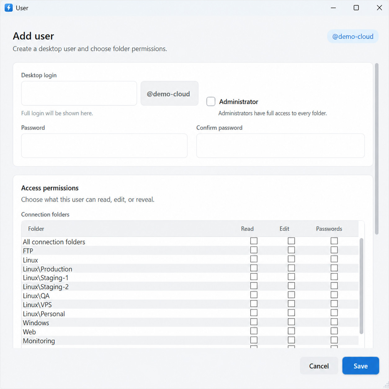 Per-folder user access