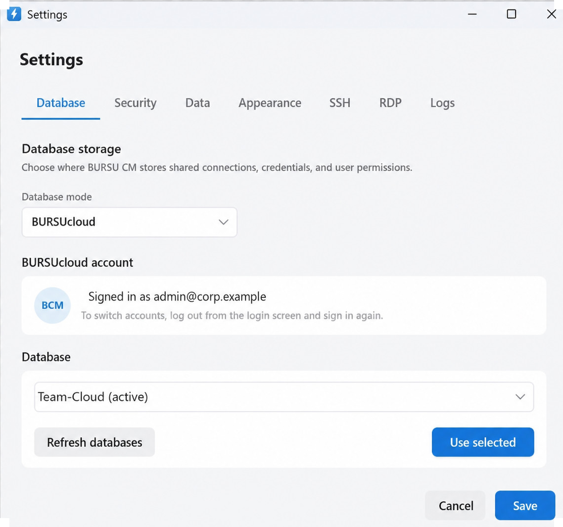Storage and sync settings